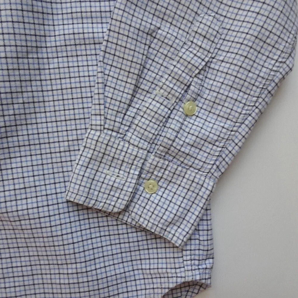 💰3/$25 Ralph Lauren Boy's Button Down Shirt Blue Plaid Oxford PONY Logo L